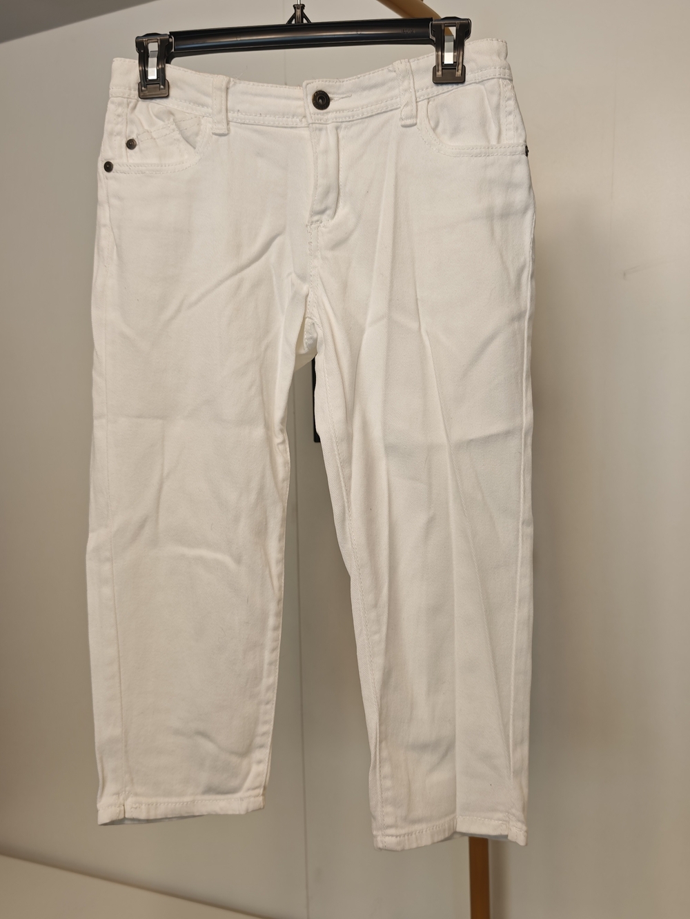Arizona Jean Co Girls White Cropped Straight Leg Jeans 16 Reg Adjustable Waist